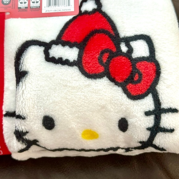 Hello Kitty in Santa Suit with Christmas Trees 60” x 90” Plush Christmas Blanket - Picture 5 of 7